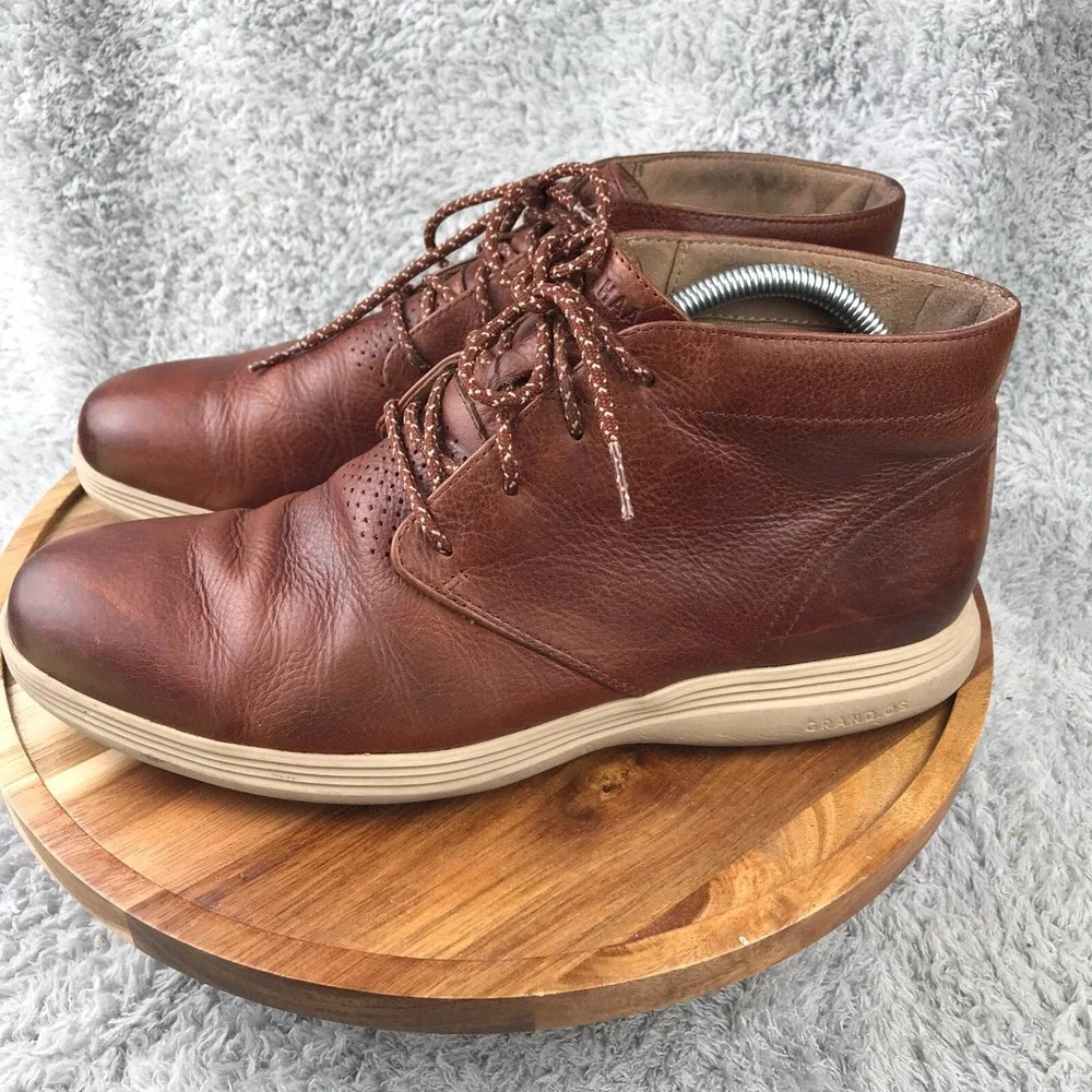 Cole Haan Original GrandChukka Boots Mens 9.5M Brown Patina Leather Shoes C25564
